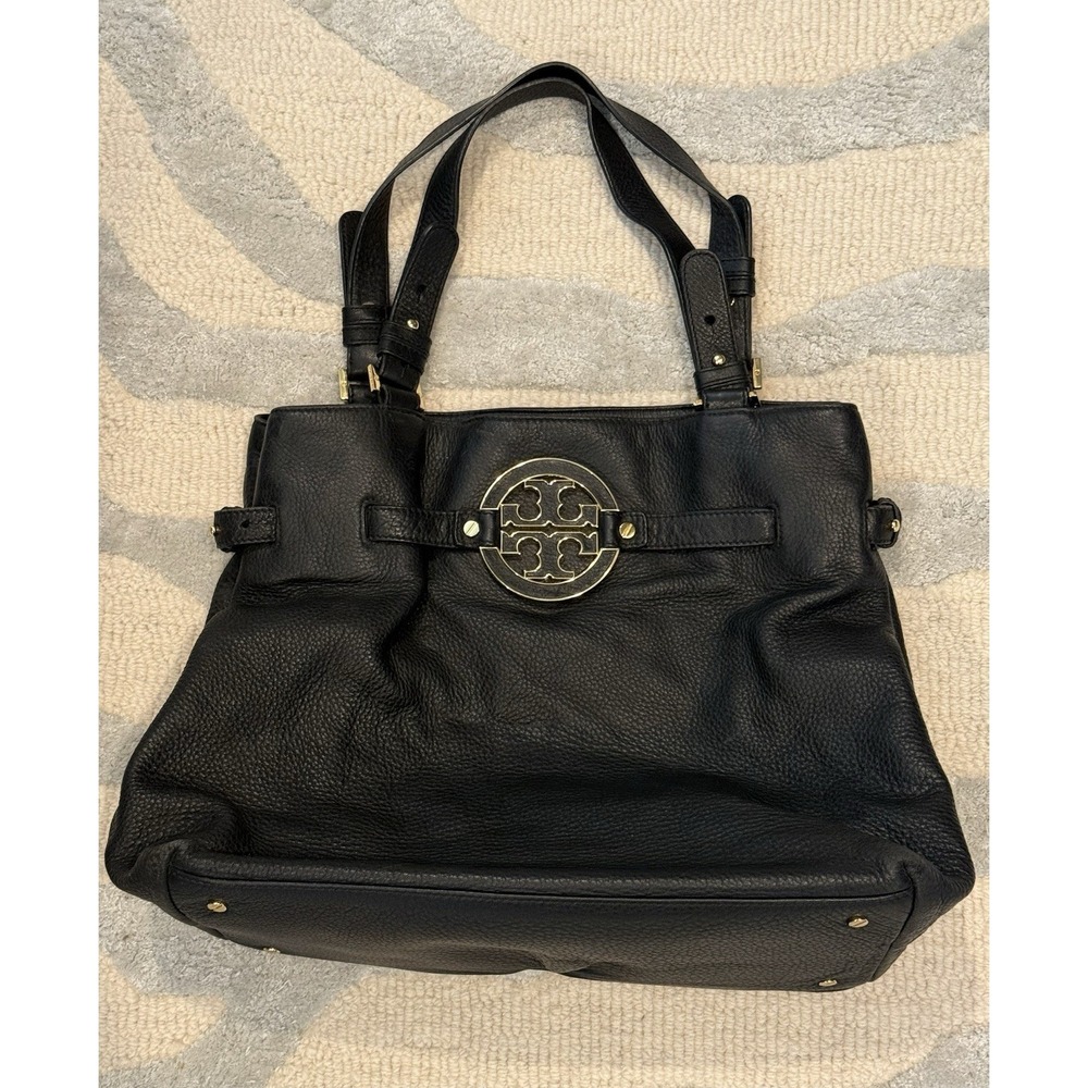 TORY BURCH AMANDA LEATHER TOTE BLACK‎